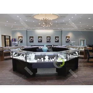 Jewelry Store Boutique Display Glass Showcase Rounded Metal Stainless Steel High Cabinet Jewelry Display Furniture