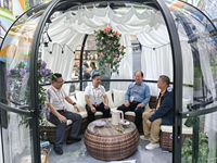 Véranda commerciale Skydome pour complexes hôteliers et spas, structure ronde en aluminium et polycarbonate pour projets de loisirs en plein air (vente en gros)