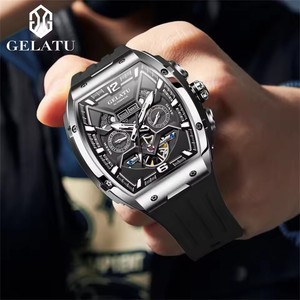 Envío Directo GELATU 6013 Reloj Mecánico de Alta Calidad para Hombre, Diseño 3D con Tourbillon, Resistente al Agua, Doble Calendario, Luminoso, Correa de Silicona - Product Image 2