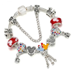 Pulsera con cuentas rojas de mickey <span class=keywords><strong>y</strong></span> <span class=keywords><strong>minnie</strong></span>, colgante de globo de mickey, rosa, borla, venta al por mayor - Product Image 2