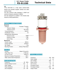 Tube d'oscillation à triode électronique RF FD-911SD d'origine chinoise BEIJING, tube de puissance pour machine haute fréquence - Product Image 3