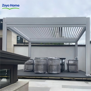 Abri contre la pluie et la neige, gazebo avec toit en aluminium incliné et système de drainage efficace des eaux de pluie - Product Image 3