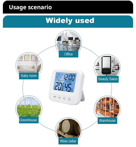 Termómetros de interior Higrómetro digital Termómetro de habitación y medidor de humedad con reloj Función de temperatura de humedad Electrónica - Product Image 5