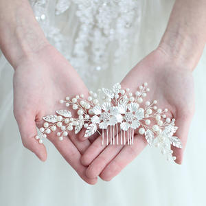 إكسسوارات شعر الزفاف المصنوعة يدويًا من حجر الراين الفاخرة للنساء، مشط شعر دبوس تيارا - Product Image 3