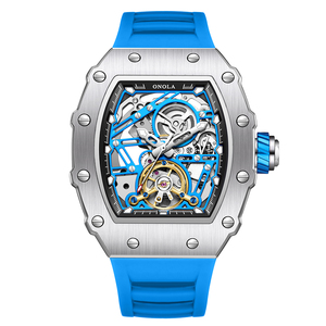 ONOLA 3854 Nouvelle <span class=keywords><strong>Montre</strong></span> Automatique <span class=keywords><strong>Homme</strong></span> avec Bracelet en Silicone, Cadran Tonneau, Squelette Creux et Aiguilles Lumineuses - Product Image 5