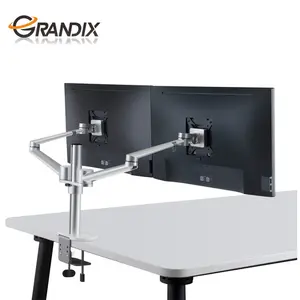 Tinggi Dapat Disesuaikan Aluminium LCD Tiang Pemasangan Stand Monitor Mounting Bracket Dual Monitor Bracket