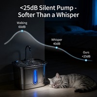 Fontaine à eau pour chat à débit continu 3L, jet d'eau fin, pompe silencieuse, aspect inox, gamelle d'eau pour animaux OEM
