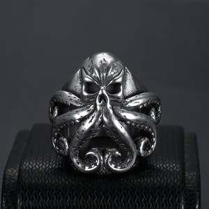 Anillos <span class=keywords><strong>de</strong></span> calavera <span class=keywords><strong>de</strong></span> pulpo cabeza <span class=keywords><strong>de</strong></span> animal monstruo océano estilo motorista <span class=keywords><strong>de</strong></span> acero inoxidable Vintage <span class=keywords><strong>Rock</strong></span> personalizados para hombres y mujeres - Product Image 4