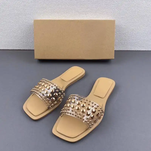 Sandalias <span class=keywords><strong>de</strong></span> Mujer con Diamantes <span class=keywords><strong>de</strong></span> Imitación, Estilo Veraniego, Planas, Casuales, <span class=keywords><strong>de</strong></span> Lujo - Product Image 4
