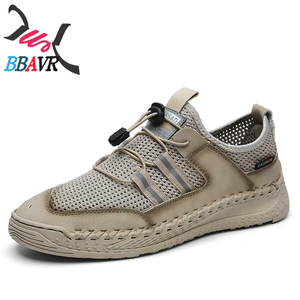 Zapatos Casuales de Exterior Hechos a Mano con Costuras de Malla de Cuero de Talla Grande - Product Image 2