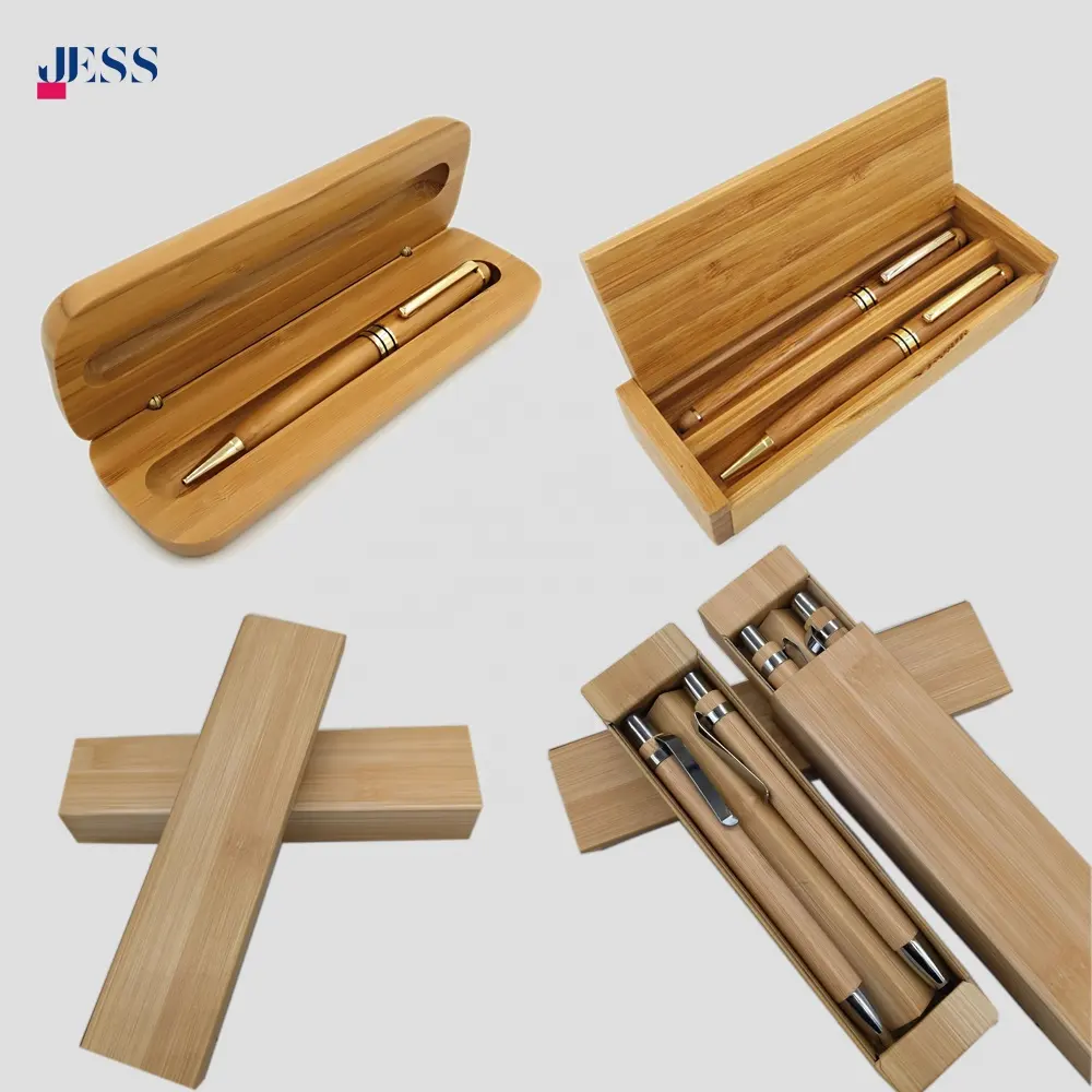 Caneta de bambu de alta qualidade, favorável ao ambiente, com estojo, caixa de caneta de bambu personalizado