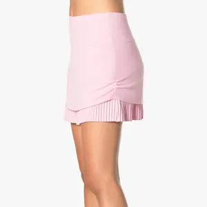 Custom Ladies Golf Culottes Women Golf Pleated Skirts High Waist Pocket Tennis Skirt Breathable Golf Skorts With Built-In Shorts