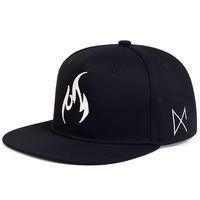 Casquette de baseball hip-hop à 6 panneaux, style nouveau, brodée flamme, à visière plate, transfrontalière ; Polyester/Coton, broderie machine réglable