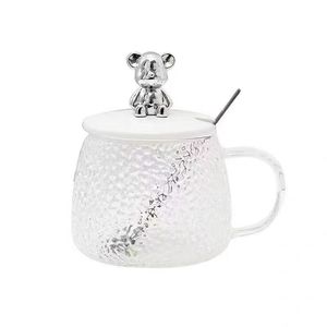 Cà phê Mug với xử lý và nắp cao xuất hiện búa thủy tinh cà phê Gấu hình dạng cốc thủy tinh với muỗng - Product Image 1