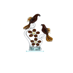 Adorno de Cristal Verde Murano con Forma de Loro y Flores, Diseño Art Deco Hecho a Mano, Decoración de Mesa para el Hogar, Figura de Pájaros para Bautizo - Product Image 4