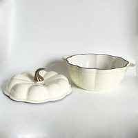 Pot à citrouille en fonte au design moderne, matériau métallique durable à double poignée pour la cuisine à domicile, ensemble de cuisine en émail à fond d'induction