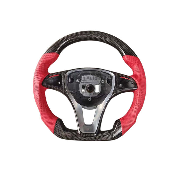 Cuir perforé rouge + fibre de carbone + coutures rouges