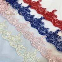 Bordure en dentelle à sequins multicolores en gros pour robe de mariée, accessoires de couture 10 cm