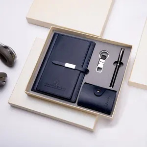 Benutzer definiertes Logo Vatertag Business Office Promotion Luxus Leder Notebook Stift Corporate Geschenkset für Männer