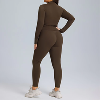 Ensemble de yoga 3 pièces respirant pour femme Honara, taille plus, couleur unie, haut court, spandex/nylon, séchage rapide, résistant aux plis, vêtements de sport