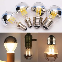 Ampoule LED E26 E27 B22 demi-chrome 2W 4W 6W 8W à intensité variable, filament vintage, lampe G45 A60 G80 G95 G125, ampoules LED Edison miroir