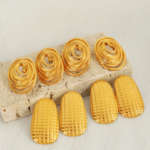 ต่างหูห่วงเกลียวทรงเรขาคณิตทองเหลืองไทเทเนียมเครื่องประดับแฟชั่นสตรี EH510 EH511 - Product Image 1