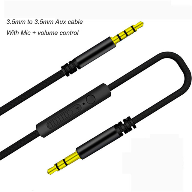 Audio Cable 3.5mm to Jack 3.5mm Speaker Headphone Line Aux Cable Male to Male with Mic Volume Control for iPhone for Samsung Car