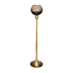 Portacandele alto in vetro e metallo, decorativo, per candele tealight, a pilastro o votive, per centrotavola - Product Image 1