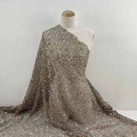 Vente chaude Brodé Paillettes Maille Tissu Pleine Grille Maille Creuse Tissu Perle Broderie Dentelle pour Femmes Vêtements