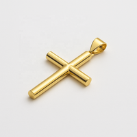 Pendentif Croix Religieuse Catholique en Or Jaune 14K pour Femmes, Hommes et Enfants - Bijoux Fins Classiques Minimalistes