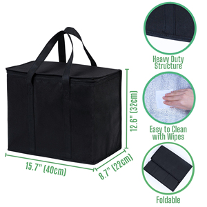 Sacs isothermes pliables et réutilisables pour la livraison de nourriture avec fermeture éclair et compartiment réfrigérant - Product Image 2