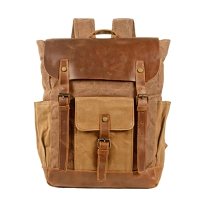 RTS Bulk Mixed Order Vintage Retro Style Waxed Canvas Men's <b>Backpack</b> Waterproof Zipper Closure Cotton Travel School Bag - Product Image 2