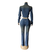 GX88662 Nouvelle Collection 2025 – Ensemble 2 Pièces Tendance pour Femme : Veste en Jean à Manches Longues avec Fermeture Éclair et Jean Assorti