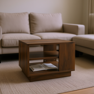 Smoked Oak Engineered Wood Coffee <b>Table</b> 21.7x21.7x16.9 Inches Modern Storage Living Room Furniture - Product Image 2