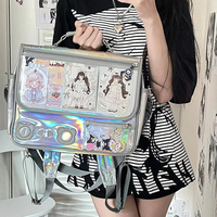 Sac Messager Ita du Fabricant avec Poche pour Bouteille d'Eau, en Cuir PU Holographique Laser, Porte-documents pour Présentation d'Anime