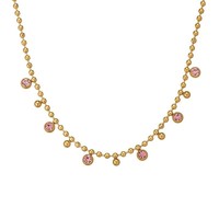 Collier ras du cou superposé NZ1331 Yoya plaqué or 18 carats avec breloques bohèmes en zircon et chaîne à maillons circulaires pour femme - Anniversaire