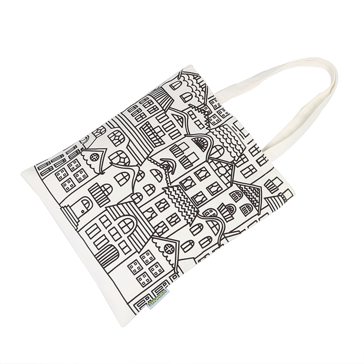Cheap Eco Black Logo Print White Canvas Cotton Tote Bag Wholesale