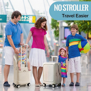 Premium Travel Case CE RoHS 20 24 Inch Aluminum Frame PC Material Side Open USB Charging Port Luggage Rideon Seat for Kids - Product Image 3