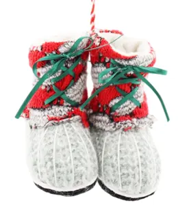 Zapatos de felpa para niños, botas de algodón de Navidad, artesanía peluda, adorno de zapatos de Navidad, venta al por mayor de fábrica