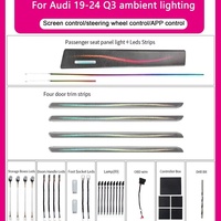 Kit d'éclairage d'ambiance pour l'intérieur de la voiture 6 en 1 10 en 1 64 couleurs, bandes et panneaux en grain de bois argent mat pour Audi Q3 2019-2025