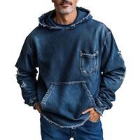 Veste en jean à carreaux pour homme grande taille, hiver, haute qualité, col montant, à capuche, épaisse, en coton délavé, décontractée, manches longues, boutonnée, bleue
