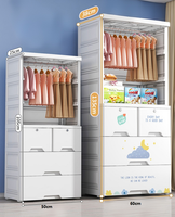 Armoire moderne pour enfants, pliable, empilable, en plastique, rangement pour chambre à coucher avec 4 tiroirs et 3 étagères pour la maison, l'appartement, l'école