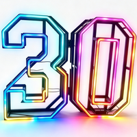 Numéro lumineux pliable 30 pour décoration d'anniversaire adulte