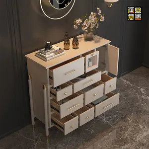 Design de luxo com luz mediterrânea estilo u. s.-madeira sólida grande capacidade de armazenamento com dez peitos de gavetas gabinete de quarto