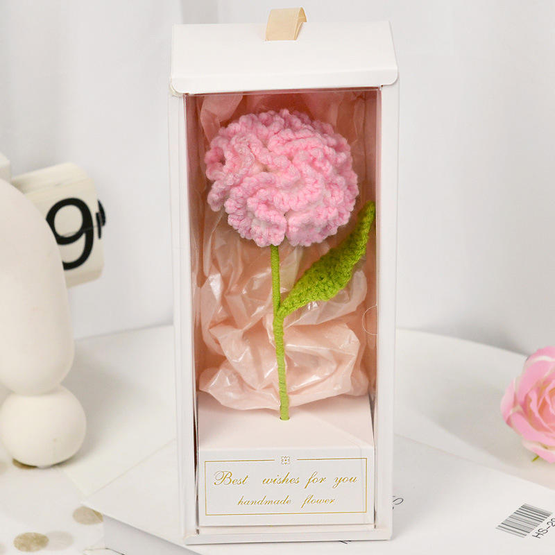 ดอกคาร์เนชั่นผงถัก + กล่องของขวัญ