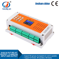 Huaqingjun 24DI 24DO Salidas de relé Temporizador PLC Entradas analógicas Salidas 0-5V 0-10V Controlador lógico programable para VFD