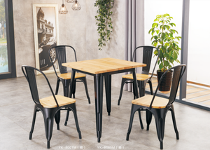 Restaurant Commercial Metal <b>Dining</b> Chairs Antique Industrial Rectangular <b>Tables</b> Stackable Durable Light Weight WOOD SEAT - Product Image 5
