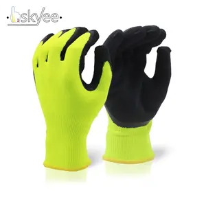 SKYEE-guantes de trabajo antideslizantes para hombre, de nailon, con látex, para construcción, ANSI