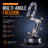 Support de téléphone de voiture à aspiration électrique 360° °   Support de téléphone portable magnétique universel rotatif en alliage d'aluminium pour pare-brise