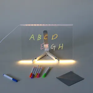 Panneau d'écriture à LED Portable en acrylique, planche lumineuse décorative et personnalisée, pour bureau, école et maison